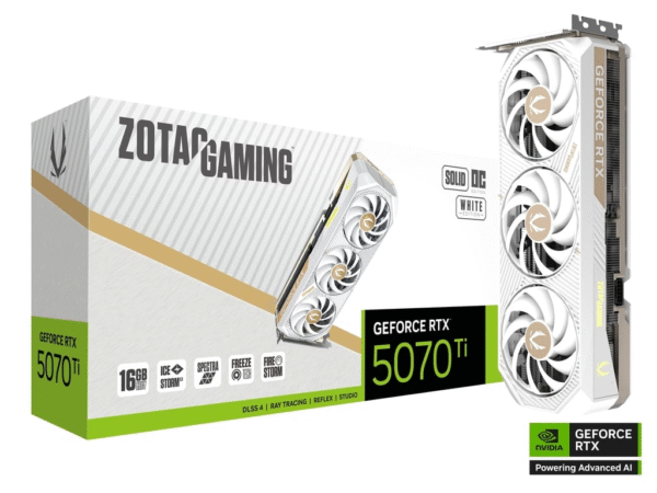 ZOTAC GeForce RTX 5070 Ti SOLID CORE OC Graphics Card White Edition